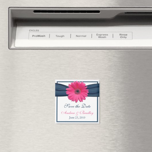 Pink Gerbera Daisy Monogram Wedding Magnet (In Situ (Geschirrspüler))