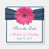 Pink Gerbera Daisy Monogram Wedding Magnet (Vorne)