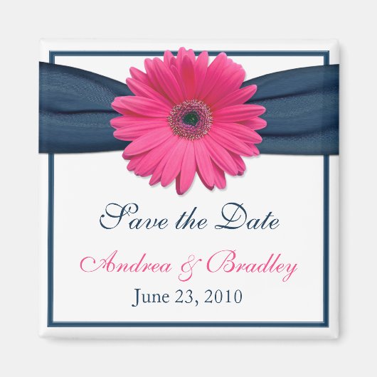 Pink Gerbera Daisy Monogram Wedding Magnet (Vorne)