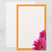 Pink Gerbera Daisy Orange Border Stationery Briefpapier (Vorne/Hinten)