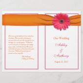 Pink Gerbera Daisy Orange Ribbon Wedding Program (Vorderseite)