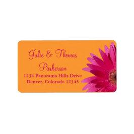 Pink Gerbera Daisy Orange Wedding Address Labels Adressaufkleber