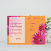 Pink Gerbera Daisy Orange Wedding Program (Stehend Vorderseite)