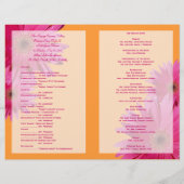 Pink Gerbera Daisy Orange Wedding Program (Rückseite)