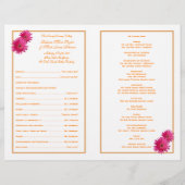 Pink Gerbera Daisy Orange Wedding Program (Rückseite)