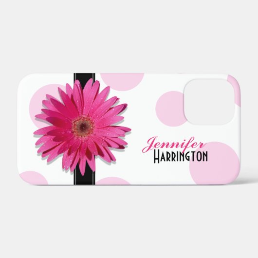 Pink Gerbera Daisy Polka Dot Case-Mate iPhone Hülle (Rückseite (Horizontal))