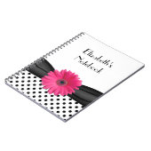 Pink Gerbera Daisy Polka Dot Personalisiertes Note Notizblock (Linke Seite)