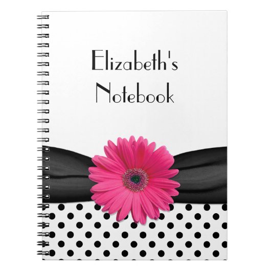 Pink Gerbera Daisy Polka Dot Personalisiertes Note Notizblock (Vorderseite)