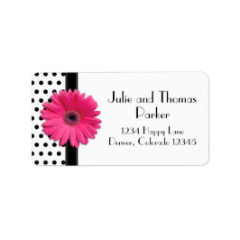 Pink Gerbera Daisy Polka Dot Wedding Adresse Adressaufkleber