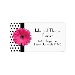 Pink Gerbera Daisy Polka Dot Wedding Adresse Adressaufkleber