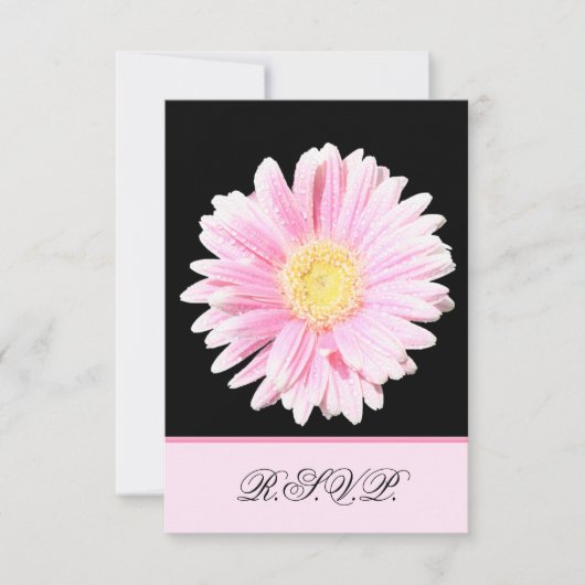 Pink Gerbera Daisy Reply Card Einladung (Vorderseite)