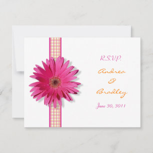 Pink Gerbera Daisy Response Card individuell anpas RSVP Karte