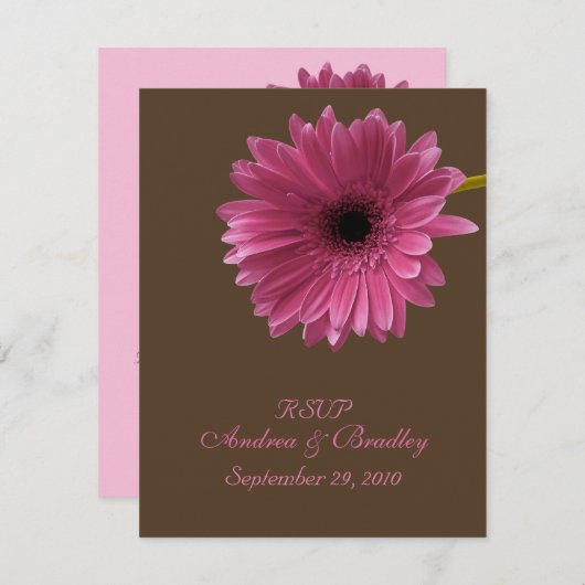 Pink Gerbera Daisy Response Card RSVP Karte (Vorne/Hinten)