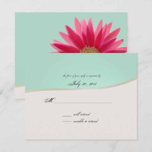 Pink Gerbera Daisy RSVP Karte (Vorne/Hinten)