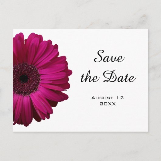 Pink Gerbera Daisy Save the Date Postcard Ankündigungspostkarte (Vorderseite)