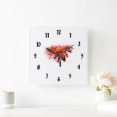 Pink Gerbera Daisy Side View Quadratische Wanduhr (Zuhause)