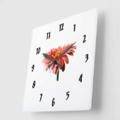 Pink Gerbera Daisy Side View Quadratische Wanduhr (Winkel)