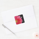 Pink Gerbera Daisy Square Gevor Label Quadratischer Aufkleber (Umschlag)