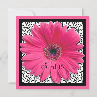 Pink Gerbera Daisy Sweet 16 Geburtstagseinladung Einladung
