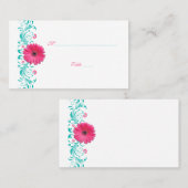 Pink Gerbera Daisy Türkis Wedding Platzkarte (Vorne/Hinten)