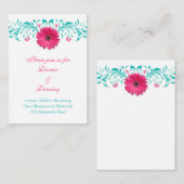 Pink Gerbera Daisy Türkise Floral Empfang Card Begleitkarte (Vorne/Hinten)