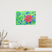 Pink Gerbera Daisy Watercolor Art Poster (Küche)