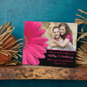 Pink Gerbera Daisy Wedding Foto Sign Plaque Fotoplatte (Seite)