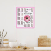 Pink Gerbera Daisy Wedding Guest Seetage Chart Poster (Küche)