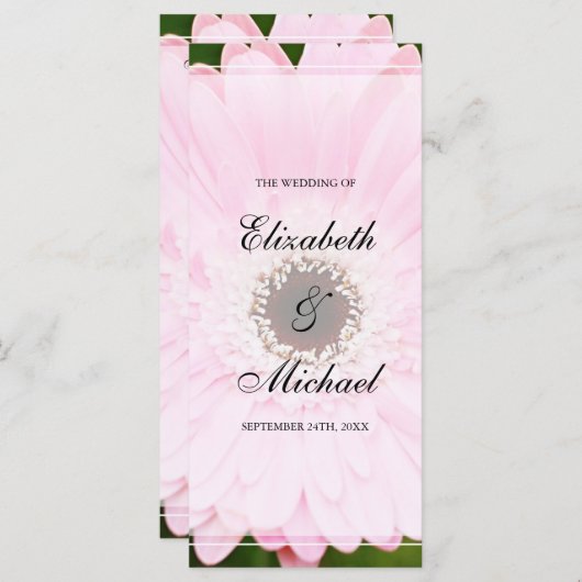 Pink Gerbera Daisy Wedding Program Programm (Vorne/Hinten)