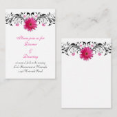 Pink Gerbera Daisy Wedding Reception Card Begleitkarte (Vorne/Hinten)