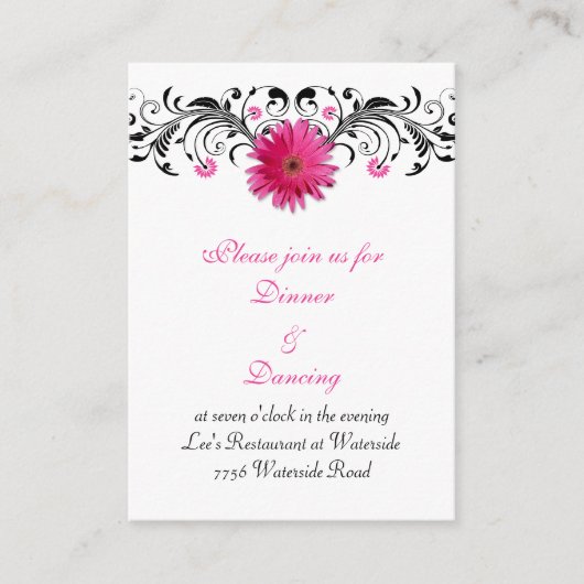 Pink Gerbera Daisy Wedding Reception Card Begleitkarte (Vorderseite)