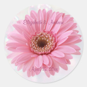 Pink Gerbera daisy Wedding Sticker