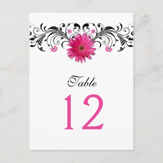 Pink Gerbera Daisy Wedding Tischnummer Card (Vorderseite)