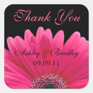Pink Gerbera Daisy Wedding Vielen Dank, Ihr Sticke Quadratischer Aufkleber