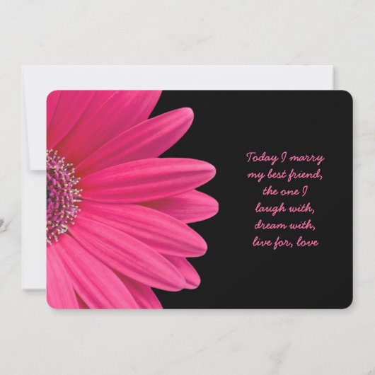 Pink Gerbera Daisy zur Einladung zur Schwarzen Hoc (Rückseite)