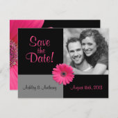 Pink Gerbera Foto Wedding Save the Date (Vorne/Hinten)