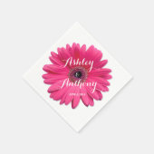 Pink Gerbera Gerber Daisy Personalisiert Wedding Serviette (Ecke)