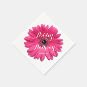 Pink Gerbera Gerber Daisy Personalisiert Wedding Serviette