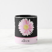 Pink Gerbera on Black Live, Liebe, Laugh Tasse (Zentrum)