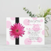 Pink Gerbera Polka Dot Wedding Einladung (Stehend Vorderseite)