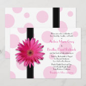 Pink Gerbera Polka Dot Wedding Einladung (Vorne/Hinten)