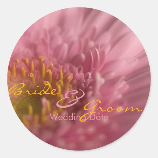 Pink Gerbera - Save the Date Aufkleber (Vorderseite)