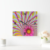 Pink Gerbera Wallclock Quadratische Wanduhr (Zuhause)