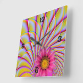 Pink Gerbera Wallclock Quadratische Wanduhr (Winkel)