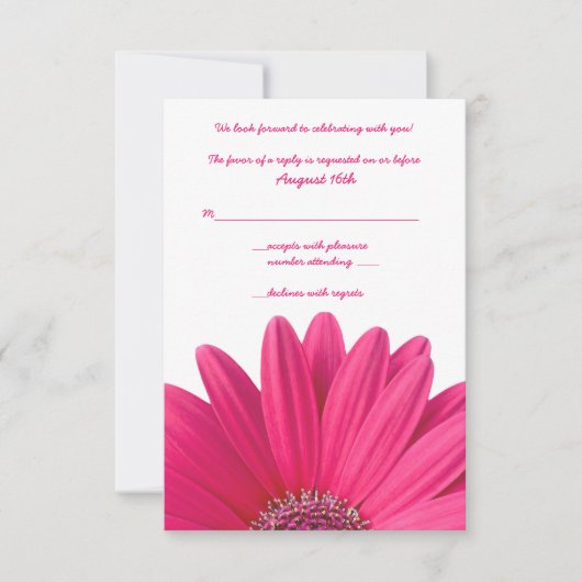 Pink Gerbera Wedding Repair Card RSVP Karte (Vorderseite)