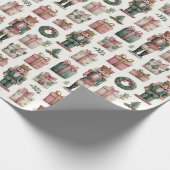Pink Geschenke mit Holiday Nutcracker Geschenkpapier (Ecke)