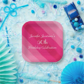 Pink gestreifte Teller, 50. Geburtstagsparty Pappteller (Party)