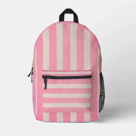 Pink gestreifter Rucksack mit benutzerdefinierbare (Vorderseite)