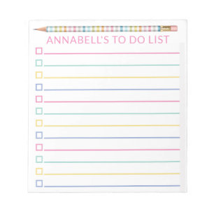 Pink gestreifter Stift für die Liste personalisier Notizblock