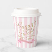 Pink gestreifter Zucker und Spice Baby Girl Babydu Pappbecher (Rückseite)